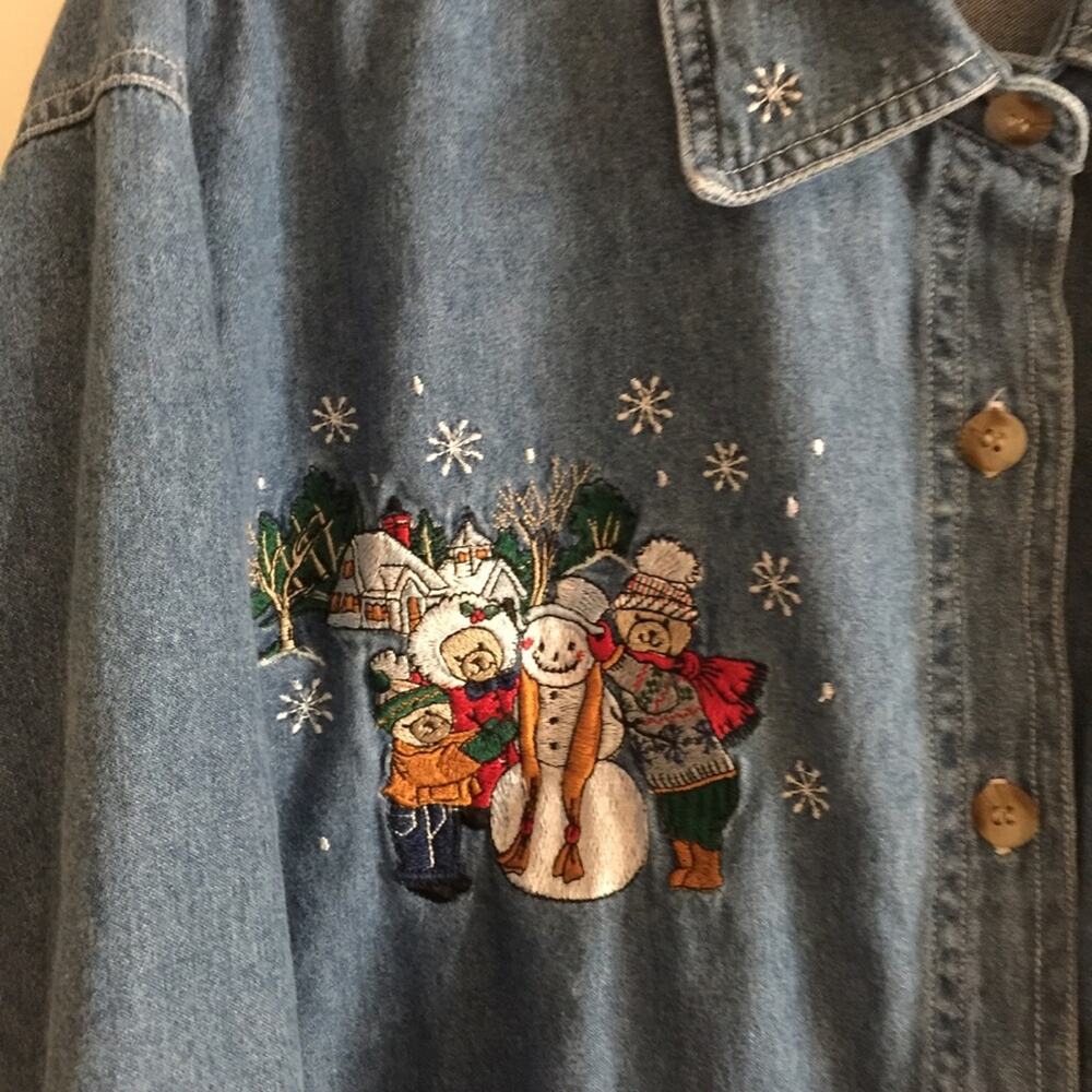 Vintage Three Bears Family Snowman Denim Shirt.-CA3 - Picture 16 of 16